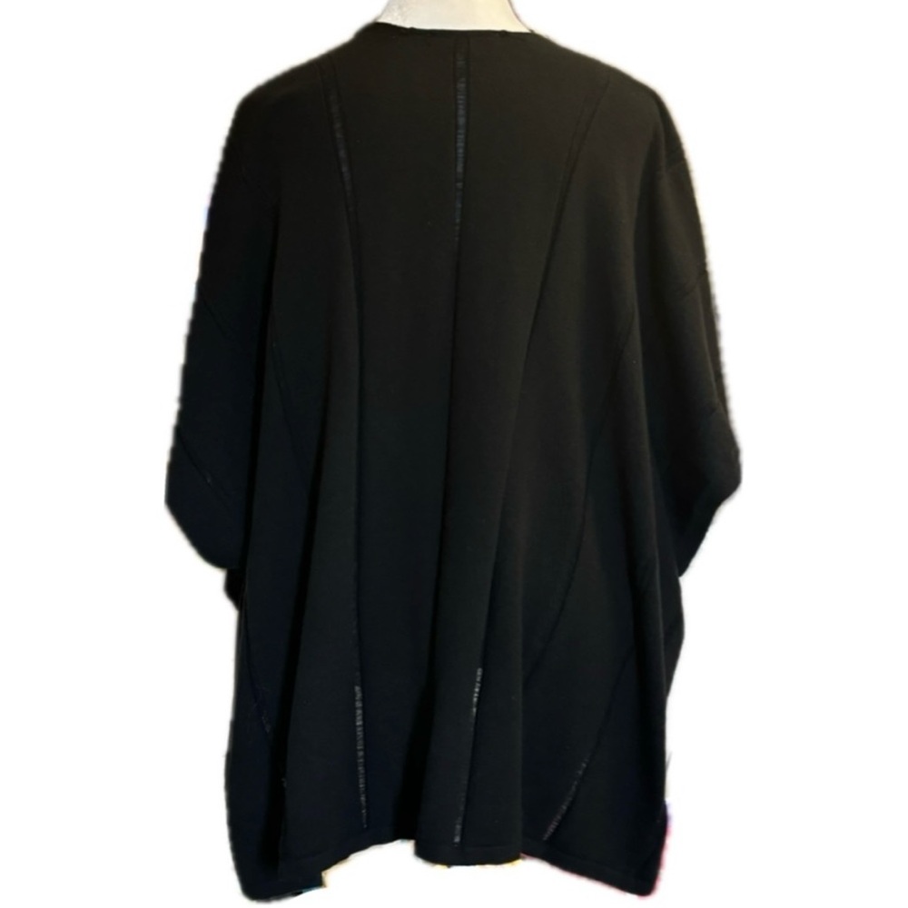 LOFT Open Front Knit Poncho Cardigan Shawl Wrap — Black, Size M/L - Picture 5 of 8